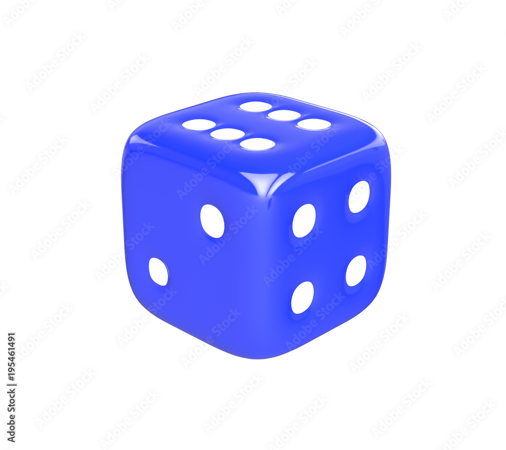 3D realistic render of blue dice on white background. Clipping path. 3D realistic render of blue dice on white background. Clipping path.