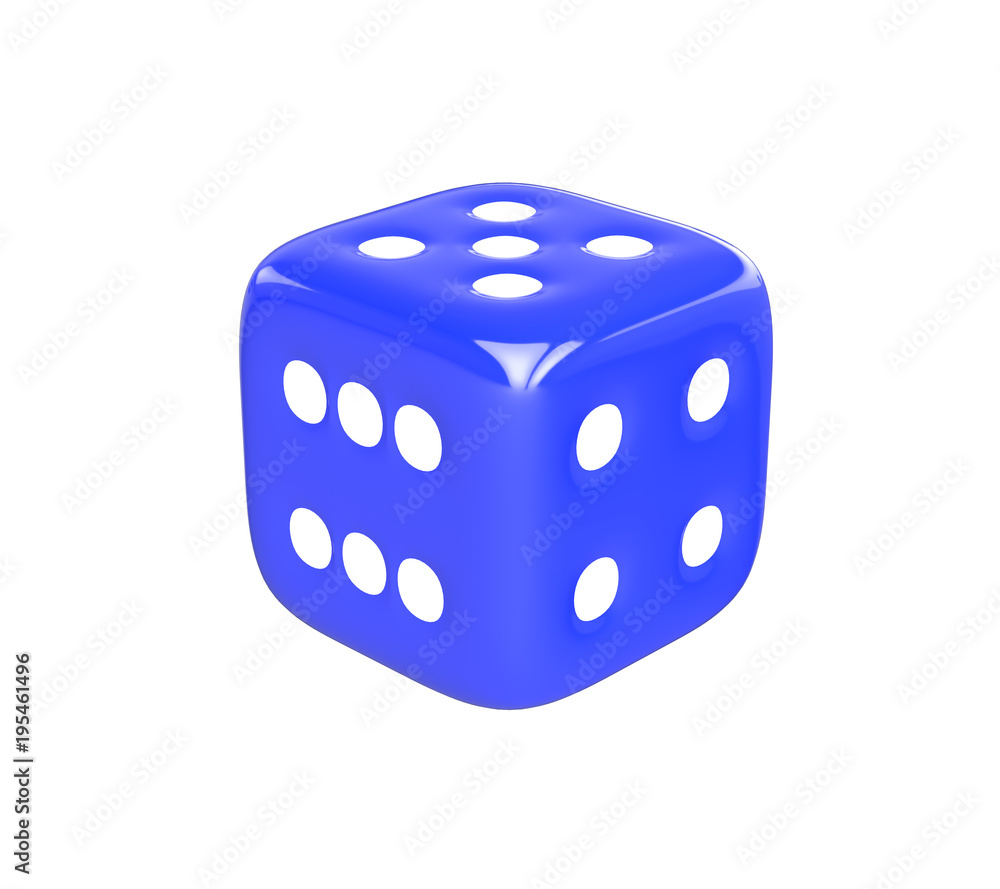 3D realistic render of blue dice on white background. Clipping path. 3D realistic render of blue dice on white background. Clipping path.