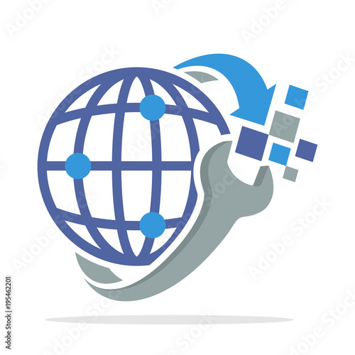 icon logo with the concept of global repair network management