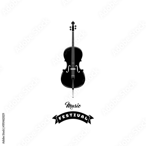 Violin icon. Music symbol. Music festival text. Vector illustration.