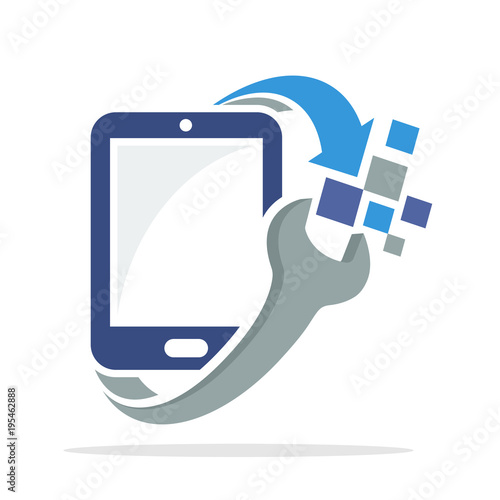 icon logo with smart phone repair concept