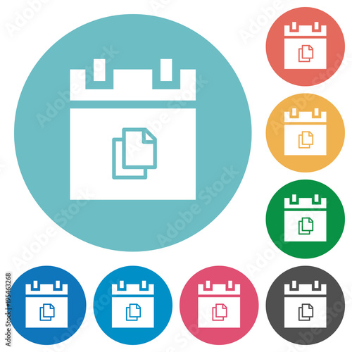Duplicate schedule item flat round icons