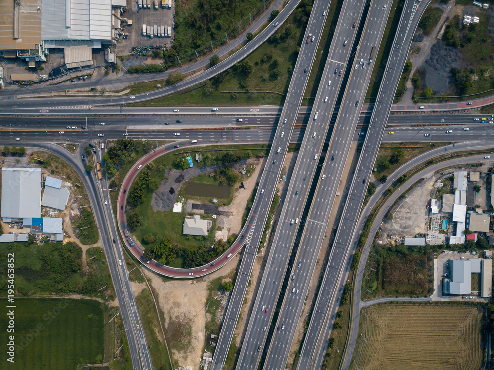 Aerial view of intersecting highways