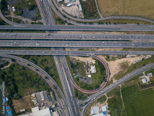 aerial view of intersecting highways
