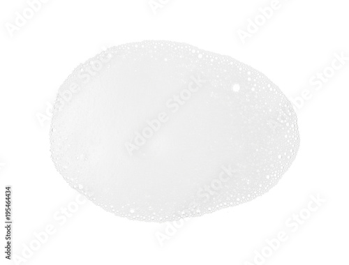 Foam bubble from soap or shampoo washing isolated on white background on top view object design
