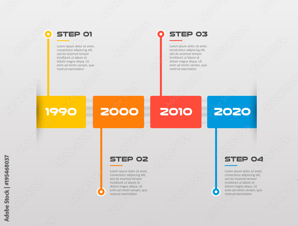 Horizontal Steps timeline infographics a rectangle with rounded corners- can illustrate a strategy, workflow or team work, vector flat color Horizontal Steps timeline infographics a rectangle with rounded corners- can illustrate a strategy, workflow or team work, vector flat color