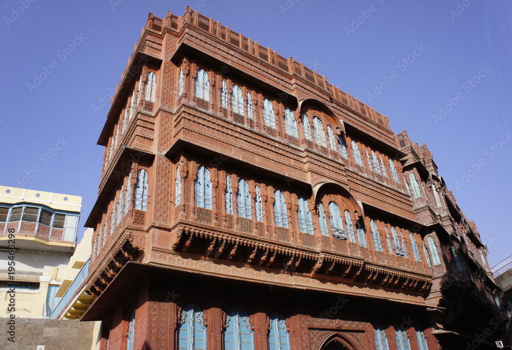 India, old mansion, a Haveli, in the old town of Bikaner