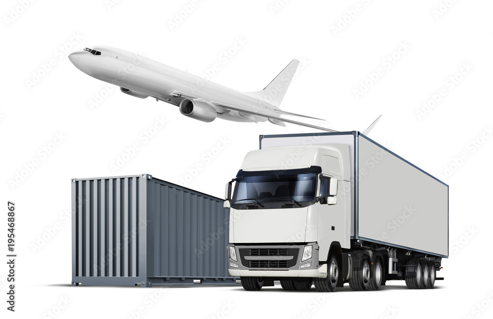 cargo transports on white