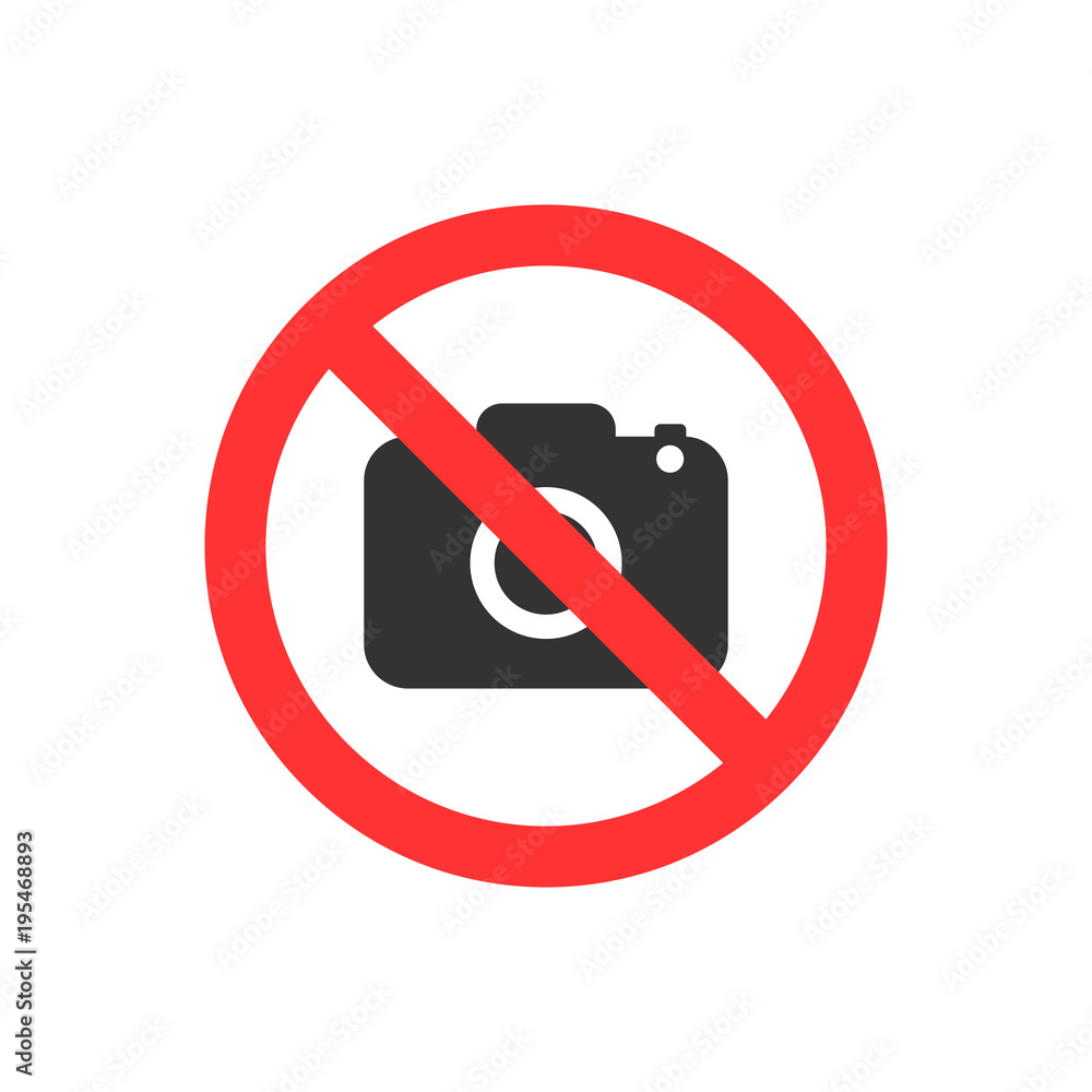 No photography sign. Flat design. No photo icon. Vector illustration. No photography sign. Flat design. No photo icon. Vector illustration.