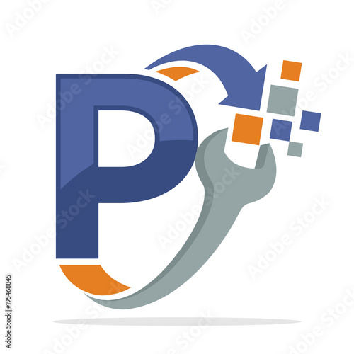 icon logo icon for repair business with combination of letter P