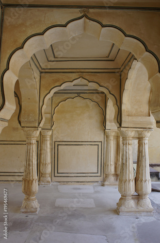 North India, Jaipur district, in the courtyard of Fort Amber, arcade in the Audience Hall