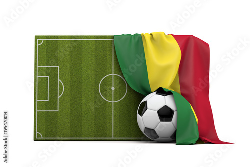 Bolivia country flag draped over a football soccer pitch and ball. 3D Rendering © ink drop