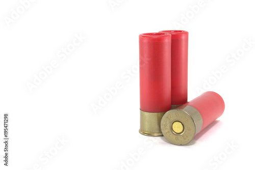 two old cartridges for shotgun soviet production on white background close-up