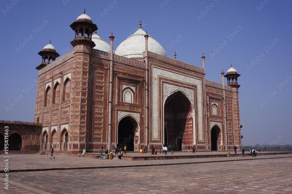 North India, Agra, the main gate to the grounds of the Taj Mahal