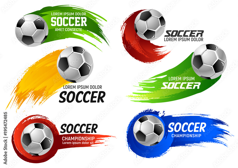 Naklejka premium Vector soccer football ball sport game emblems