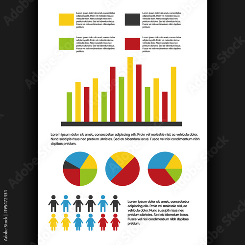 infographics set information demographic bar pie chart graphics statistics data vector illustration