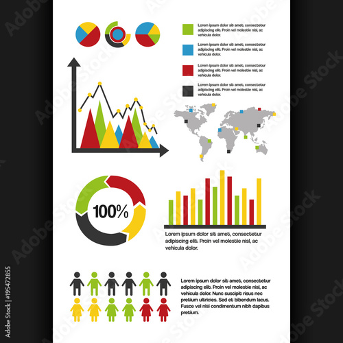 infographics set information graphics demographic percentage world statistics data vector illustration