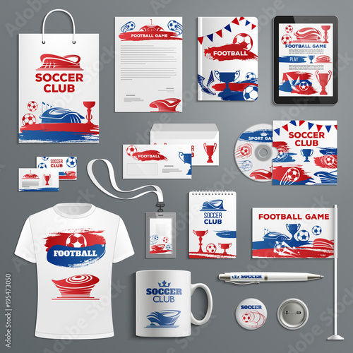 Advertising soccer football club vector icons