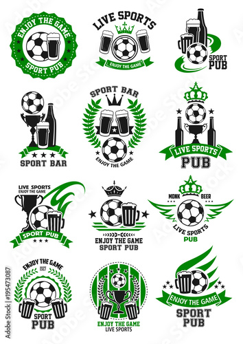 Vector soccer sport bar football pub icons set