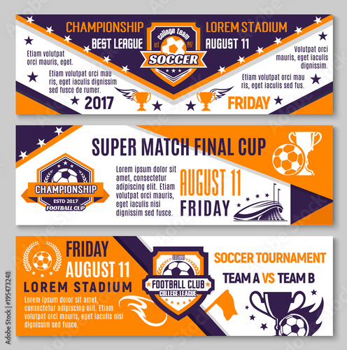 Vector soccer game football championship banners