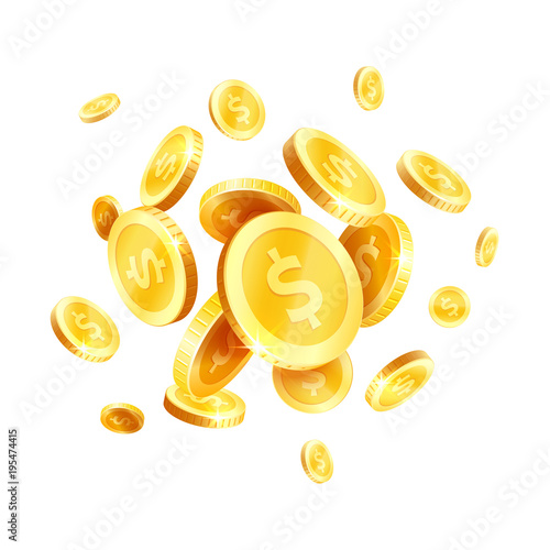 Vector golden coins splash splatter icon