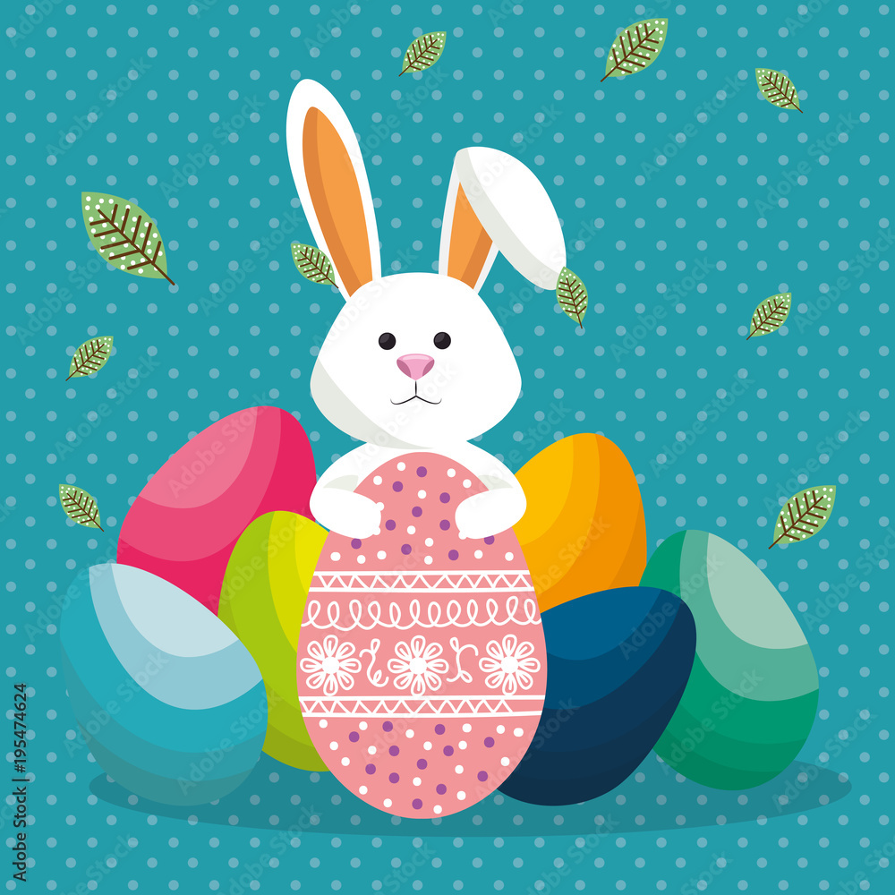 cute rabbit happy easter card vector illustration design cute rabbit happy easter card vector illustration design