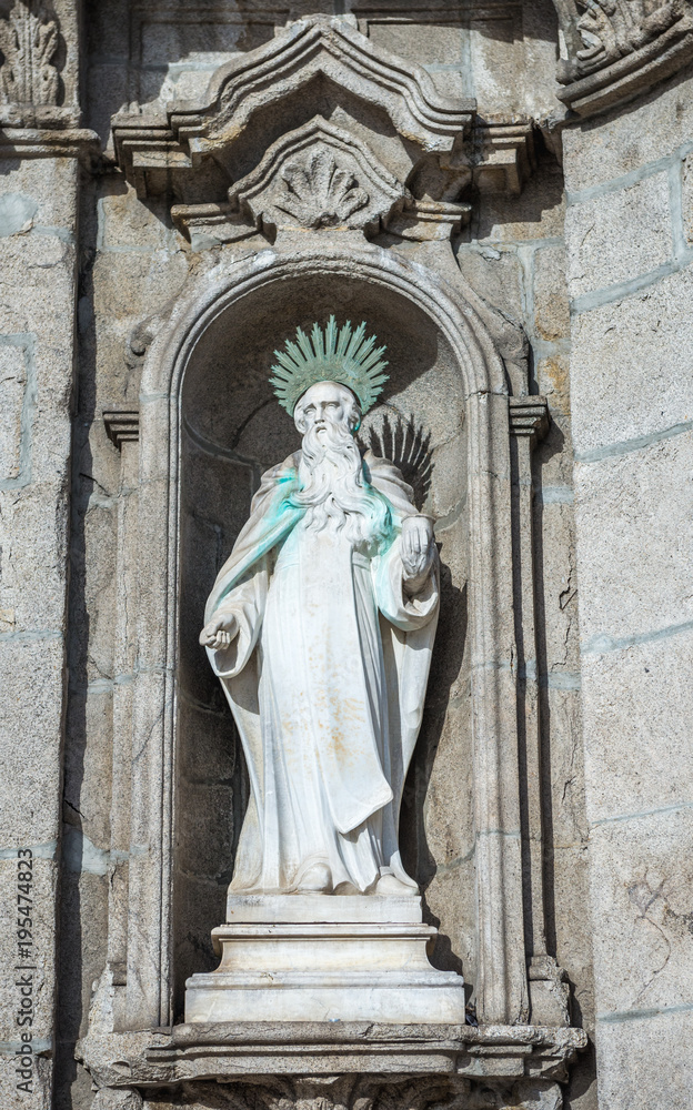 Statue of famous Carmo Church in Porto city, Portugal