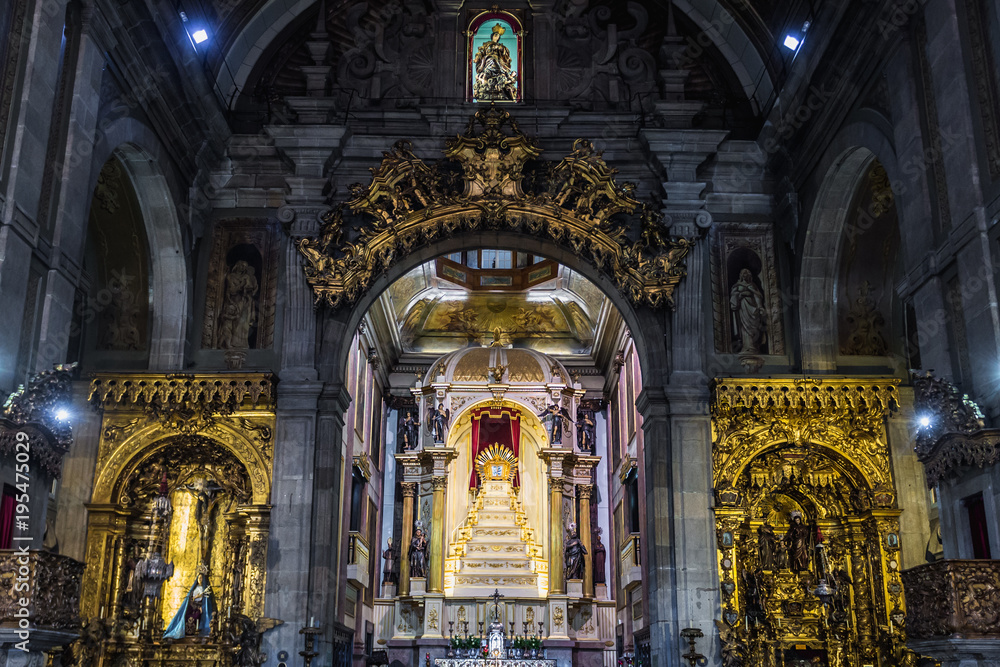 Altar of Congregates Church also know as Church of Saint Anthony in Porto city, Portugal