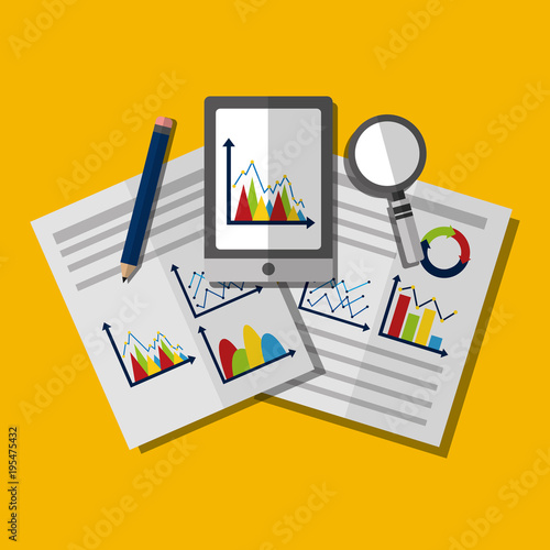 business mobile search strategy project financial report success statistics vector illustration