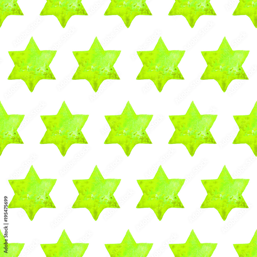 Obraz premium Seamless Watercolor Stars Pattern. Magic Festive Background. Hand Drawn Doodle Stars. Baby Design. Abstract Rapport for Wallpaper, Textile, Linen, Wrapping, Posters, Cards, Banner. New Year, Birthday 