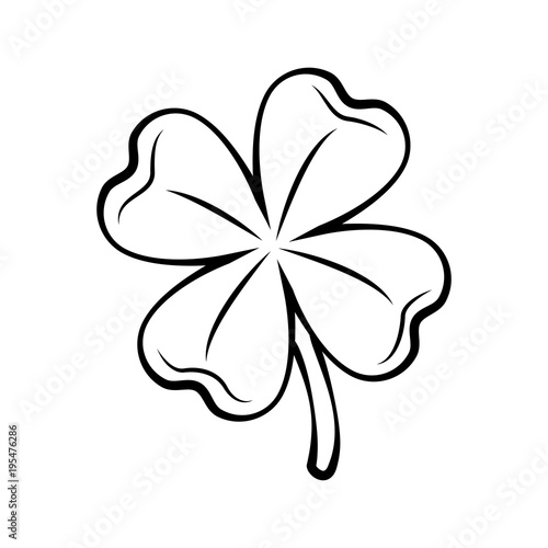 Clover four-leaf contour. St. Patrick s day. Silhouette.  illustration isolated on white