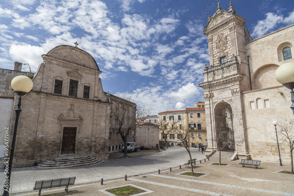  Monument area, cathedral and church, Sassari, Sardinia, Italy.