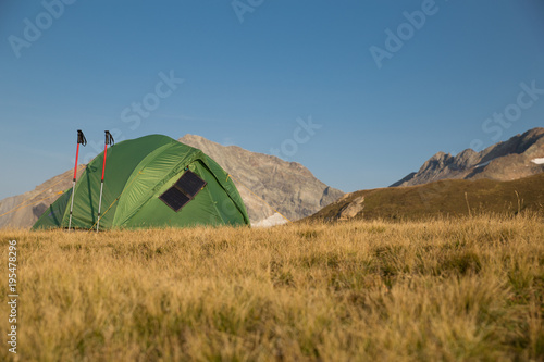 campaign to mountains with a tent 