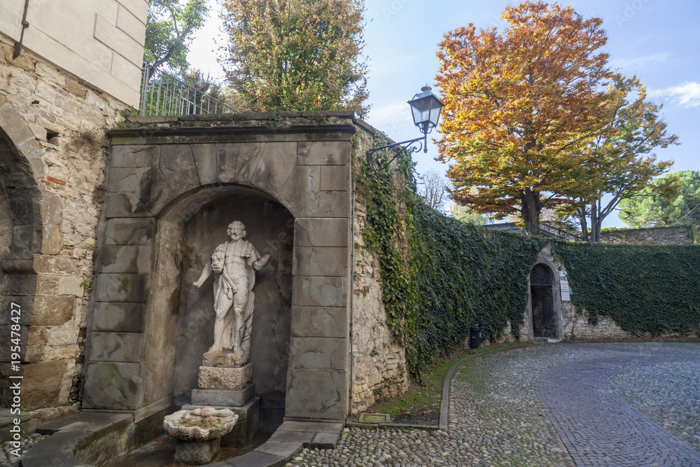 Street view, Citta Alta, Bergamo, Italy.