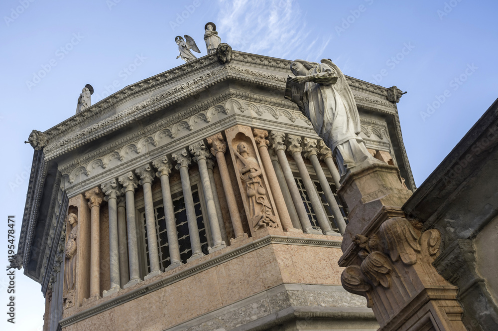 Fototapeta premium Religious building,baptistery, Battistero by Giovanni da Campione, Citta Alta, Bergamo, Italy.