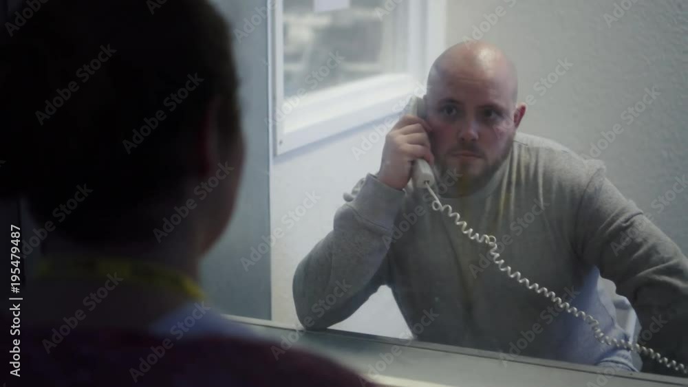 Prison Visit, Phone Booth Between Wife / Girlfriend And Inmate Modern