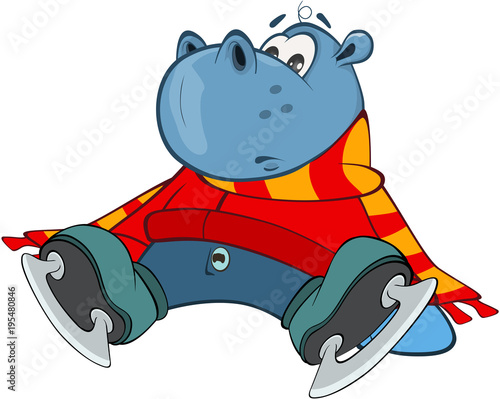  Illustration of a Cute Little Hippo Cartoon Character