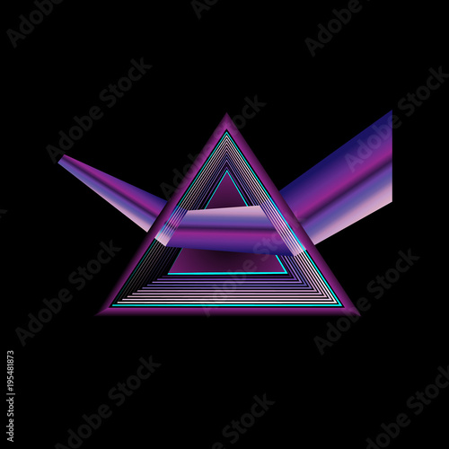 Triangle refraction of spectrum graphic light. Vector illustration ultraviolet spectrum of render of ultraviolet color palette on black background. Color of the year 2018.