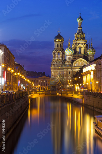 Fototapeta Naklejka Na Ścianę i Meble -  Russia St. Petersburg Bloody Church Night View