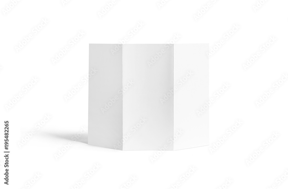 Tri-fold brochure mock-up. Blank brochure white template paper on background. Three fold paper brochure for your design. Tri-fold brochure mock-up. Blank brochure white template paper on background. Three fold paper brochure for your design.