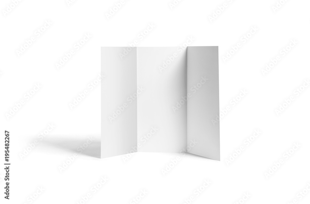 Tri-fold brochure mock-up. Blank brochure white template paper on background. Three fold paper brochure for your design. Tri-fold brochure mock-up. Blank brochure white template paper on background. Three fold paper brochure for your design.