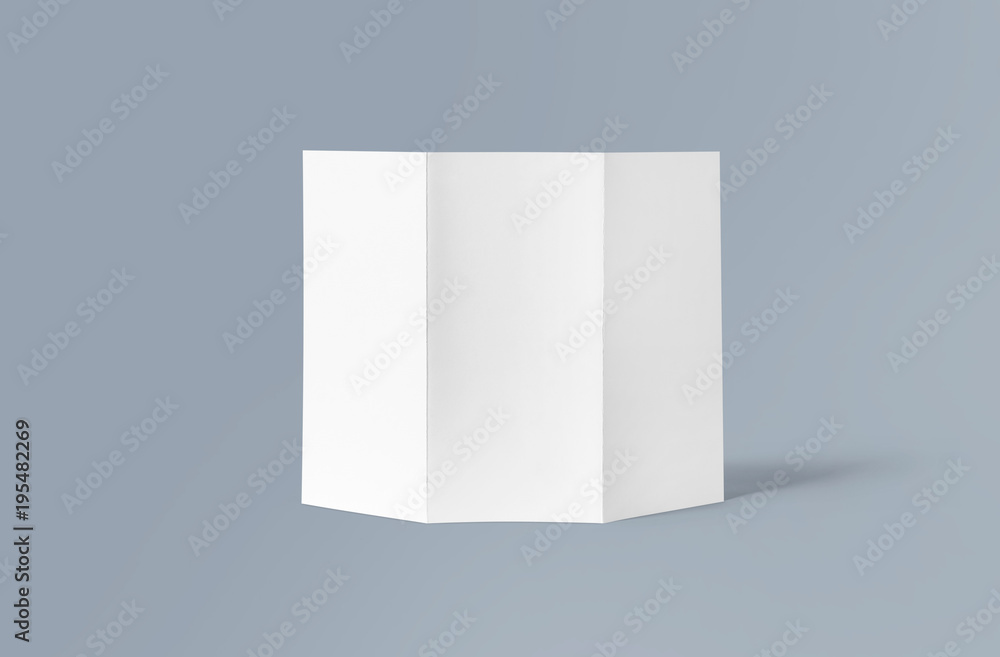 Tri-fold brochure mock-up. Blank brochure white template paper on background. Three fold paper brochure for your design. Tri-fold brochure mock-up. Blank brochure white template paper on background. Three fold paper brochure for your design.