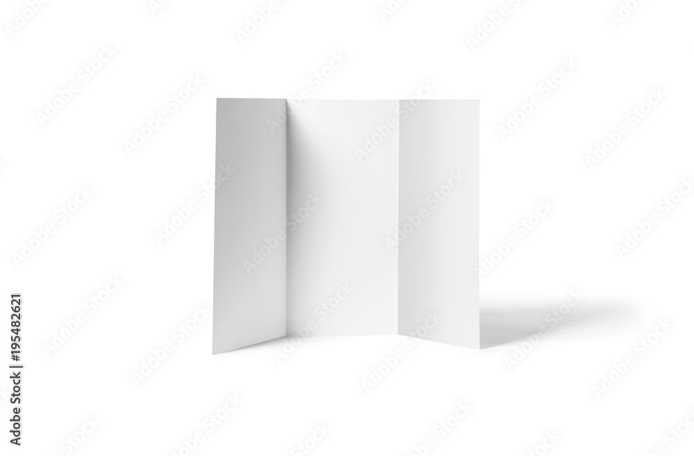 Tri-fold brochure mock-up. Blank brochure white template paper on background. Three fold paper brochure for your design. Tri-fold brochure mock-up. Blank brochure white template paper on background. Three fold paper brochure for your design.