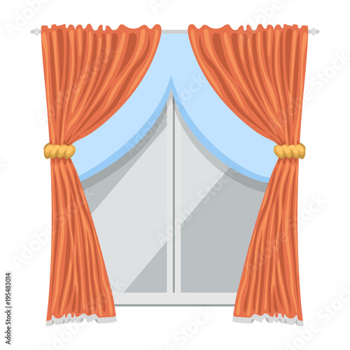 Window curtains and room blinds jalousie for house or creative home interior vector illustration.
