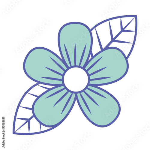 beautiful one flower on leaves decoration vector illustration green pastel image