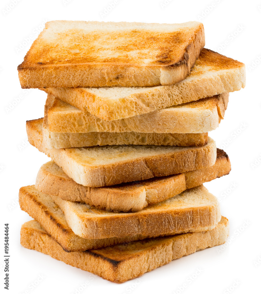 stack of toast Bread isolated on white background - obrazy, fototapety, plakaty 