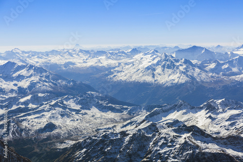 Panoramic view on the Swiss Alps from the top of Mont Blanc © almostfuture