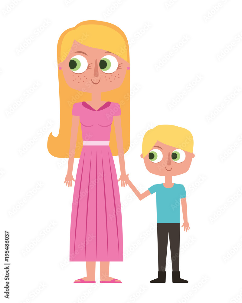happy mother and her son cartoon vector illustration happy mother and her son cartoon vector illustration
