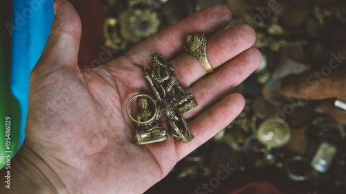 Photography Thai amulets on the market close-up