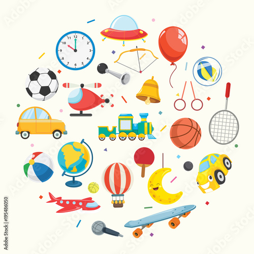 Vector Illustration Of Kids Toys